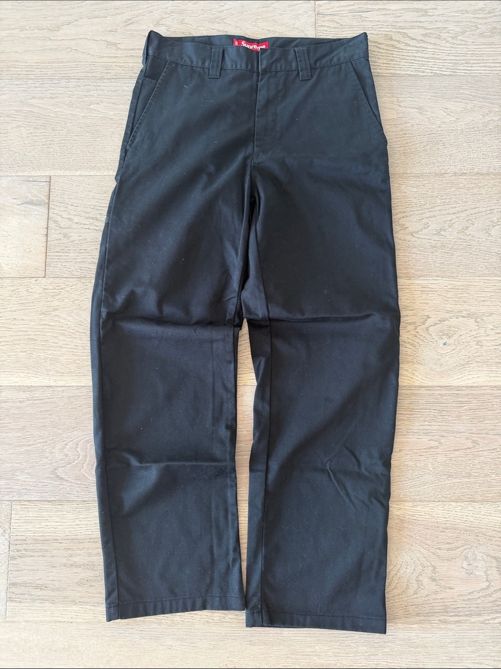 Supreme Black Straight Chinos